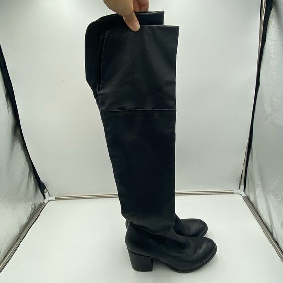 Barneys New York Black Soft Leather Pull On Over The Knee Boots Size 40 - Picture 2 of 11